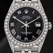 Rolex Datejust 16200 36mm Black Roman Jubilee Dial Stainless Steel Watch