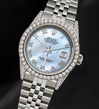 Rolex Datejust 16200 36mm Blue Mother of Pearl Roman Dial Stainless Steel Watch