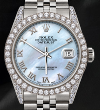 Rolex Datejust 16200 36mm Blue Mother of Pearl Roman Dial Stainless Steel Watch