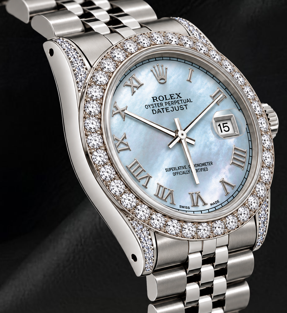 Rolex Datejust 16200 36mm Blue Mother of Pearl Roman Dial Stainless Steel Watch
