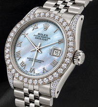 Rolex Datejust 16200 36mm Blue Mother of Pearl Roman Dial Stainless Steel Watch