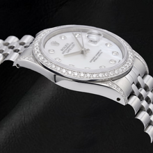 Rolex Datejust 16200 36mm White Mother of Pearl Diamond Dial Stainless Steel Watch
