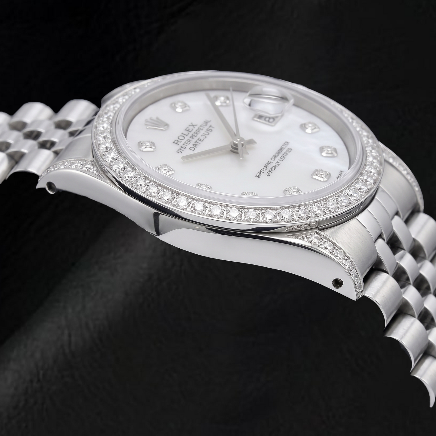 Rolex Datejust 16200 36mm White Mother of Pearl Diamond Dial Stainless Steel Watch