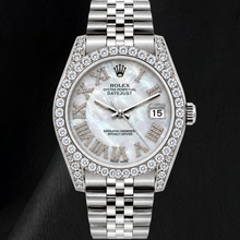 Rolex Datejust 16200 36mm White Mother of Pearl Roman Diamond Dial Stainless Steel Watch