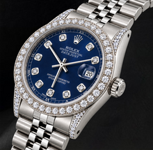 Rolex Datejust 16200 Blue Diamond Dial 36mm Diamond Bezel Watch Stainless Steel