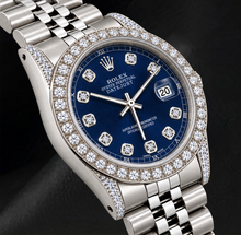 Rolex Datejust 16200 Blue Diamond Dial 36mm Diamond Bezel Watch Stainless Steel