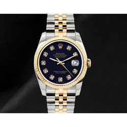 Rolex Datejust 16233 36mm Black Diamond Dial Two Tone Watch