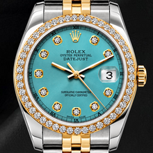 Rolex Datejust 16233 36mm Blue Diamond Dial Two Tone Jubilee Bracelet Watch
