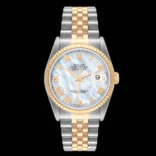 Rolex Datejust 16233 36mm Blue Mother of Pearl Roman Dial Two Tone Watch