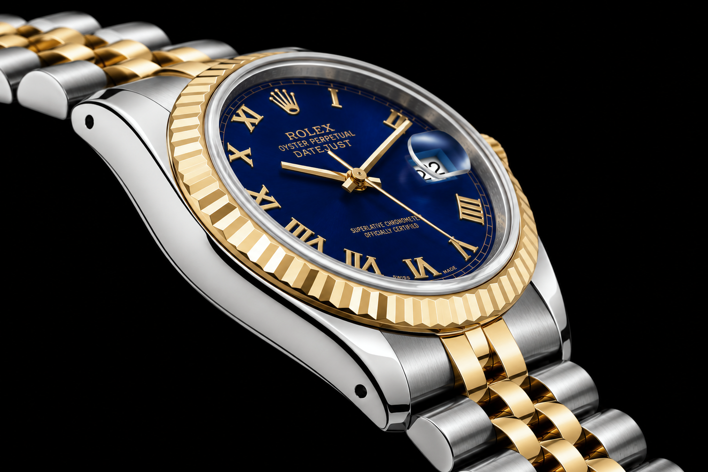 Rolex Datejust 16233 36mm Blue Roman Dial Two Tone Watch