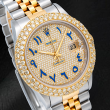 Rolex Datejust 16233 36mm Diamond Paved Blue Eastern Arabic Dial Two Tone Watch