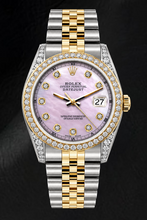 Rolex Datejust 16233 36mm Pink Mother of Pearl Diamond Dial Two Tone Watch