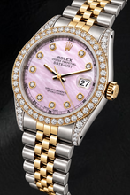 Rolex Datejust 16233 36mm Pink Mother of Pearl Diamond Dial Two Tone Watch
