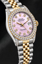 Rolex Datejust 16233 36mm Pink Mother of Pearl Diamond Dial Two Tone Watch