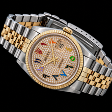 Rolex Datejust 16233 36mm Rainbow Eastern Arabic Diamond Dial Two Tone Watch