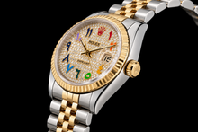 Rolex Datejust 16233 36mm Rainbow Eastern Arabic Diamond Dial Two Tone Watch