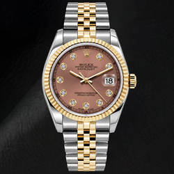 Rolex Datejust 16233 36mm Salmon Diamond Dial Two Tone Watch