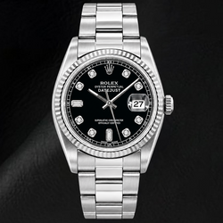 Rolex Datejust 16234 36mm Black Diamond Dial Stainless Steel Watch