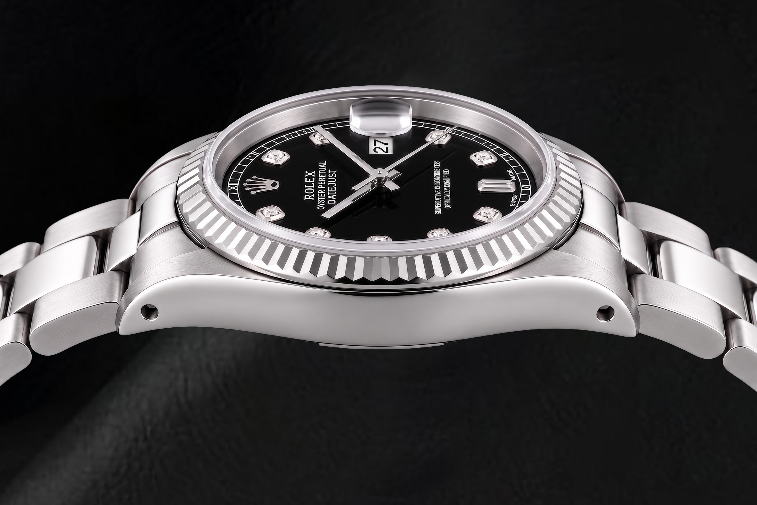 Rolex Datejust 16234 36mm Black Diamond Dial Stainless Steel Watch