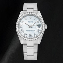 Rolex Datejust 178240 31mm White Mother Of Roman Dial Diamond Bezel Stainless Steel Watch