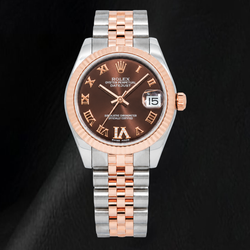Rolex Datejust 178271 31mm Chocolate Roman Diamond Dial Two Tone Jubilee Bracelet Watch
