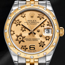 Rolex Datejust 178341 31mm Champagne Floral Dial Two Tone Yellow Gold Jubilee Bracelet Watch