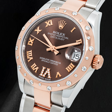 Rolex Datejust 178341 31mm Chocolate Roman Diamond Dial Two Tone Bracelet Watch