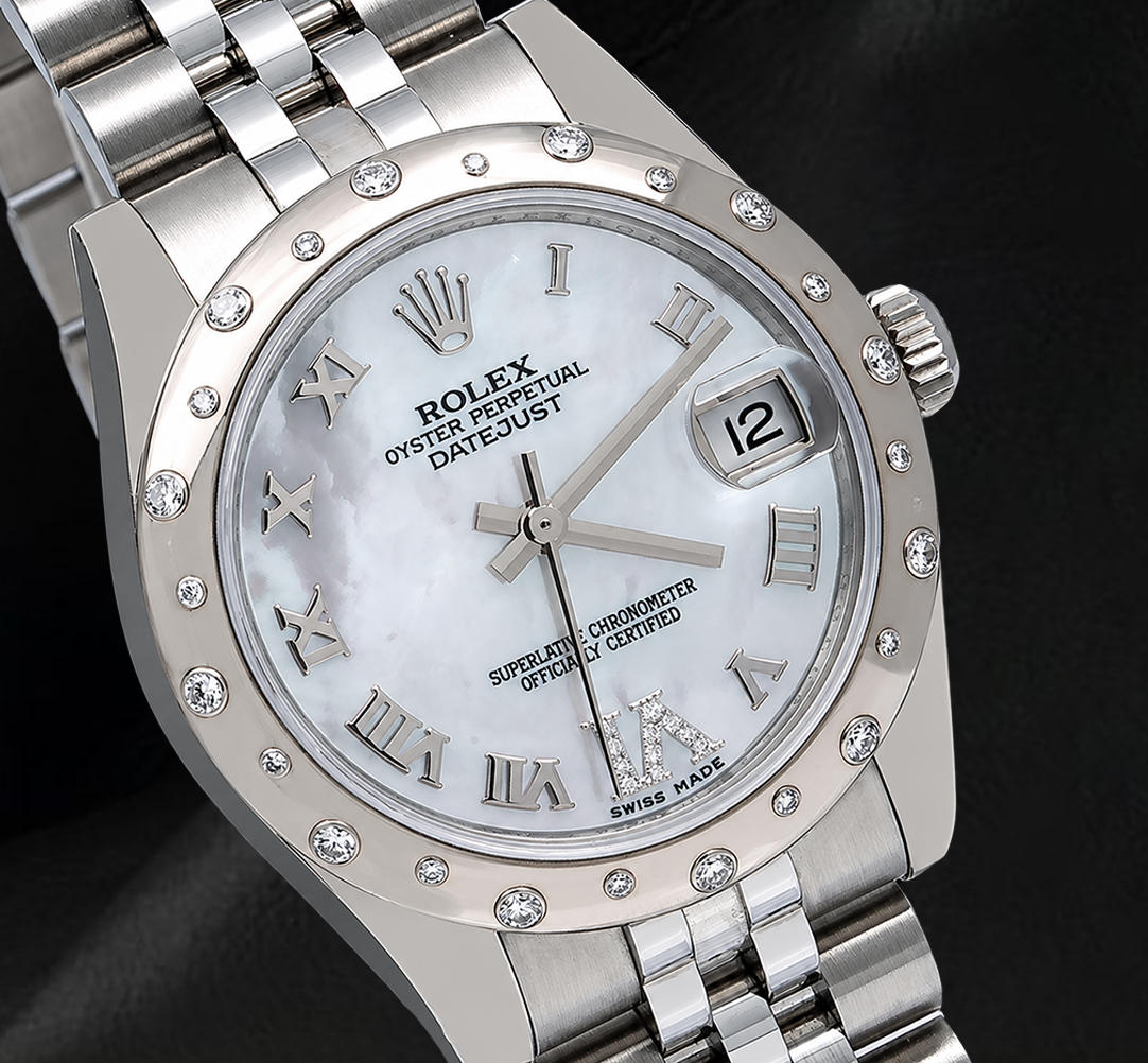 Rolex Datejust 178344 31mm White Mother of Pearl Roman Dial Stainless Steel Jubilee Bracelet Watch