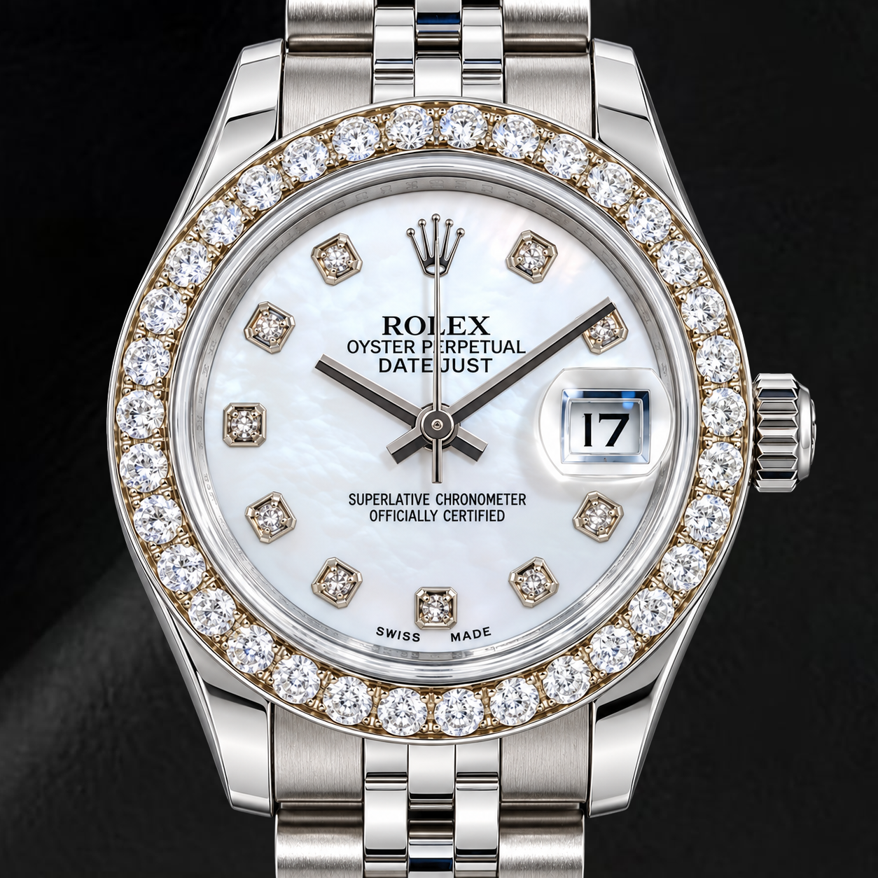 Rolex Datejust 179160 26mm White Mother of Pearl Diamond Dial Stainless Steel Watch