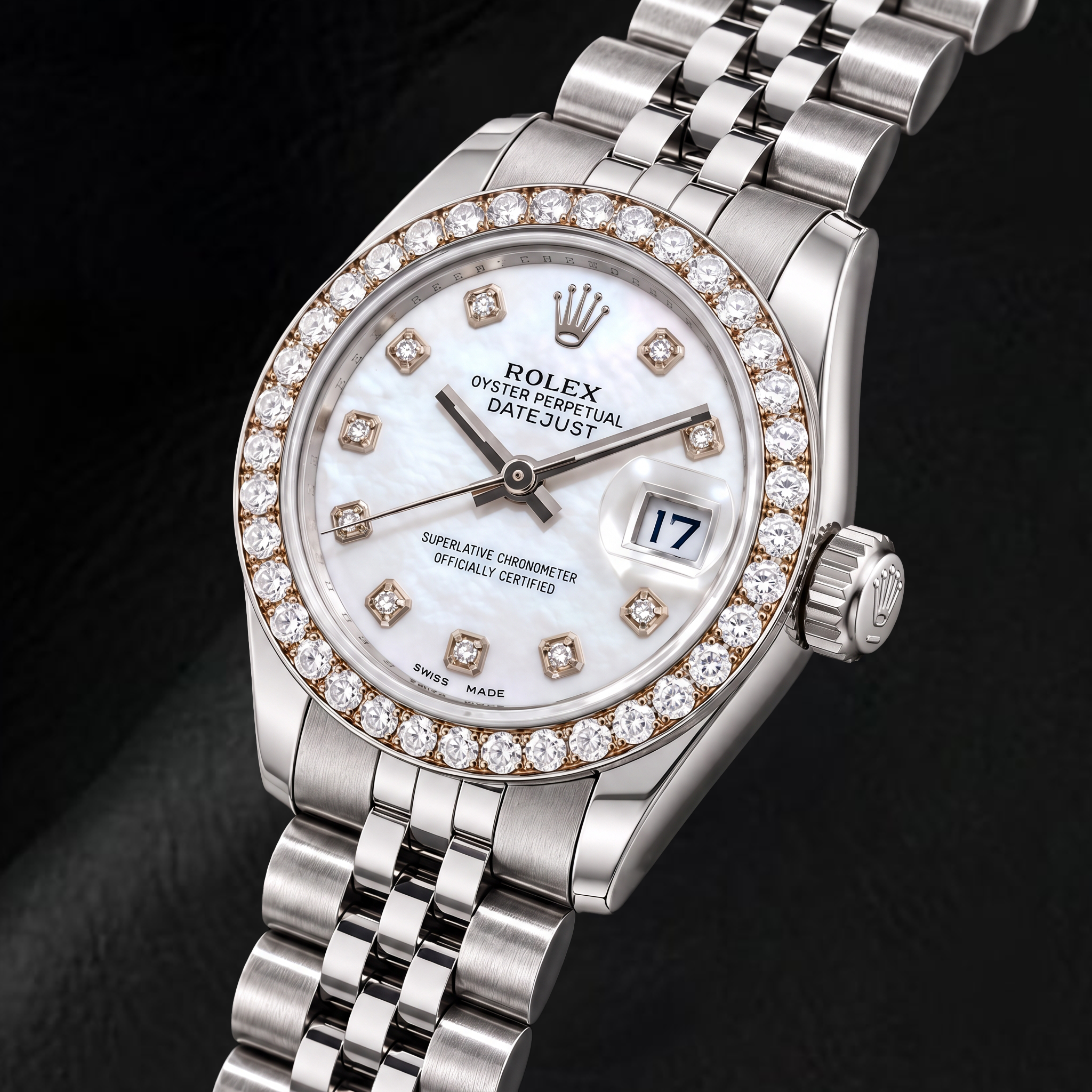 Rolex Datejust 179160 26mm White Mother of Pearl Diamond Dial Stainless Steel Watch