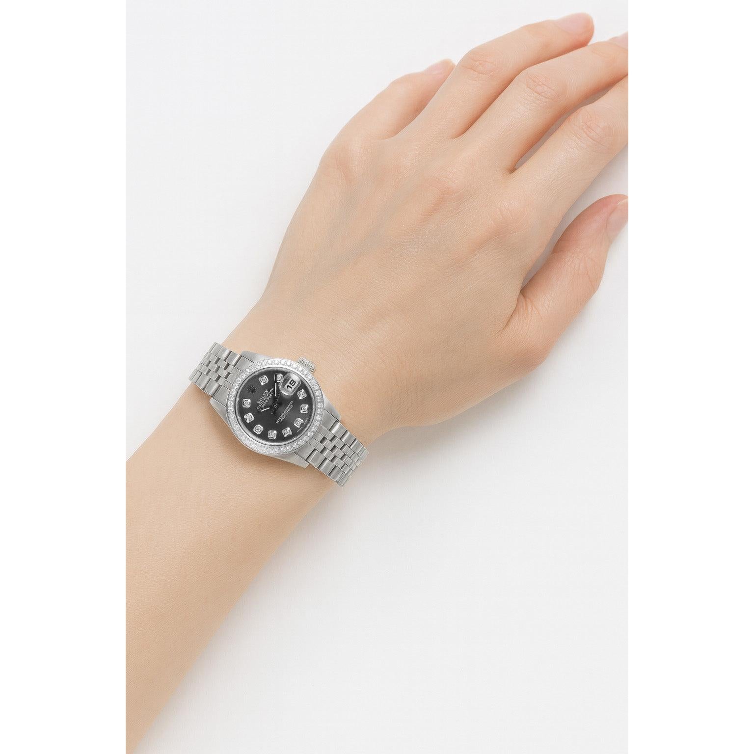 Rolex Datejust 26 mm Gray Natural Earth Mined Diamond Dial Stainless Steel Watch P1