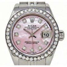 Rolex Datejust 26 mm Pink Mother Of Pearl 2004 Diamond Dial Stainless Steel Watch