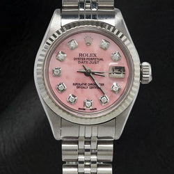Rolex Datejust 26 mm Pink Mother Of Pearl Diamond Dial Stainless Steel Watch