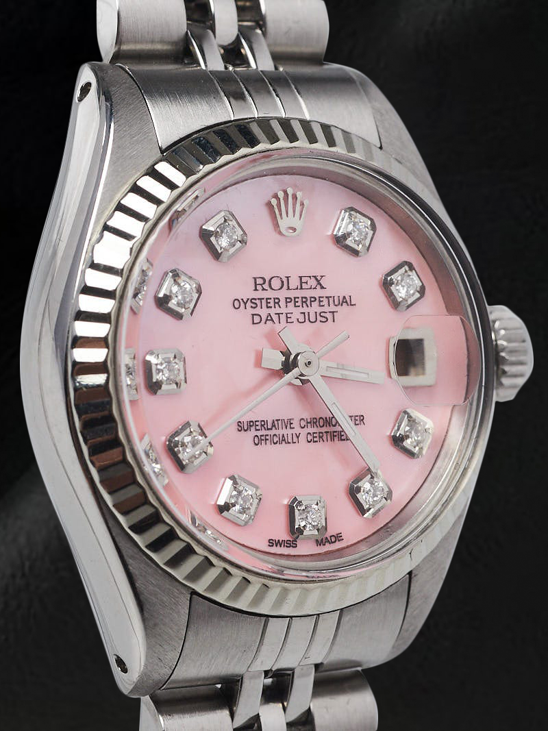 Rolex Datejust 26 mm Pink Mother Of Pearl Diamond Dial Stainless Steel Watch