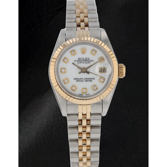 Rolex Datejust 26 mm White Diamond Dial Jubilee Bracelet Two Tone Watch
