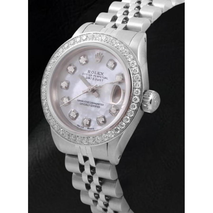 Rolex Datejust 26 mm White Mother Of Pearl Dial Diamond Bezel Stainless Steel Watch