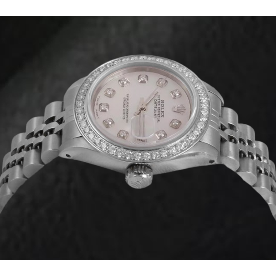 Rolex Datejust 26 mm White Mother Of Pearl Dial Diamond Bezel Stainless Steel Watch