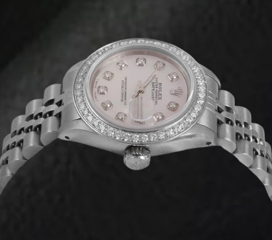 Rolex Datejust 26 mm White Mother Of Pearl Dial Diamond Bezel Stainless Steel Watch