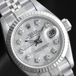 Rolex Datejust 26 mm White Mother Of Pearl Natural Earth Mined Diamond Dial Stainless Steel Watch