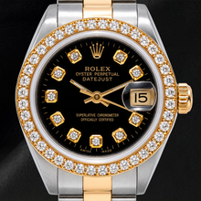 Rolex Datejust 26mm 69173 Black Diamond Dial Two Tone Oyster Bracelet Watch