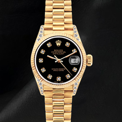 Rolex Datejust 26mm 69178 Black Diamond Dial Yellow Gold Watch 18K
