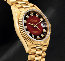 Rolex Datejust 26mm 69178 Red Diamond Dial Yellow Gold 18K Watch