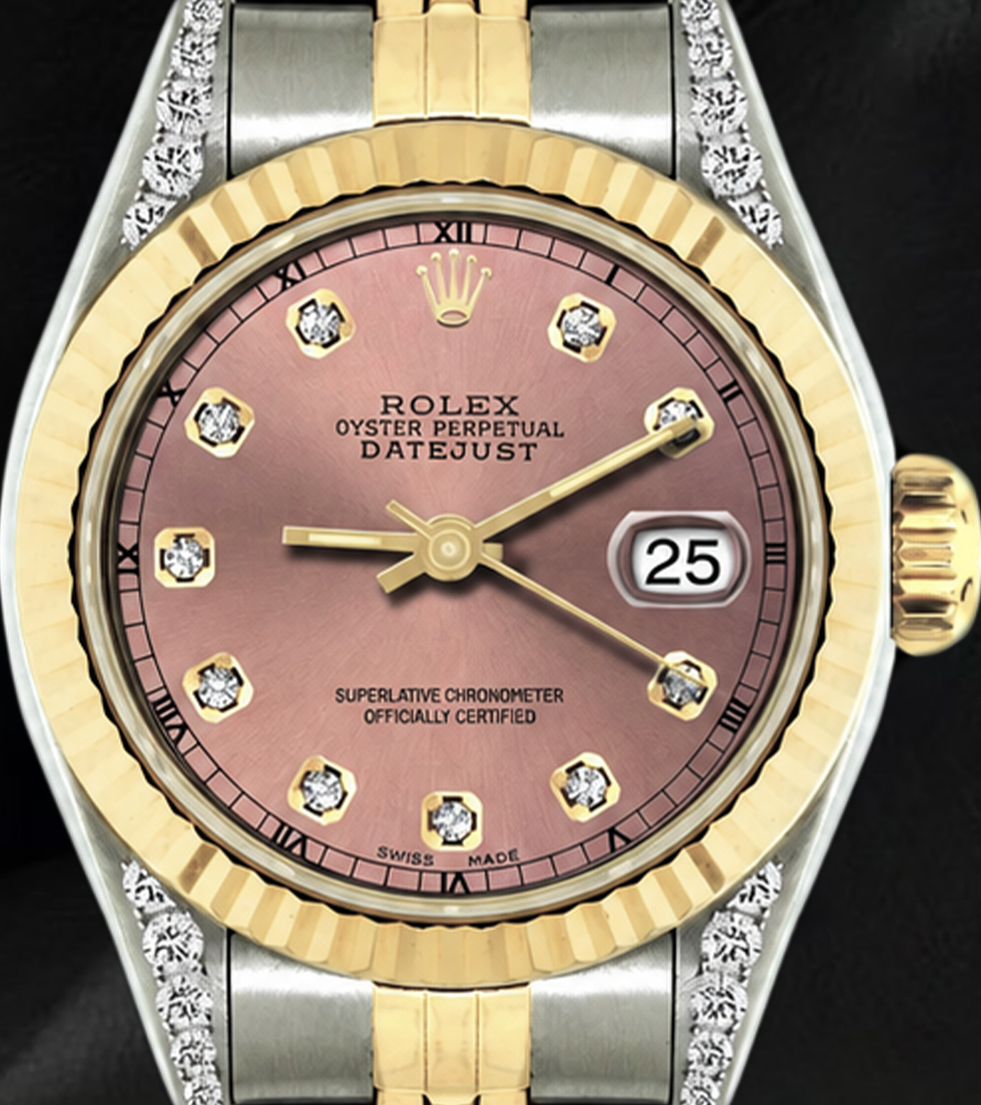 Rolex Datejust 26mm 6917 Salmon Diamond Dial Two Tone Watch