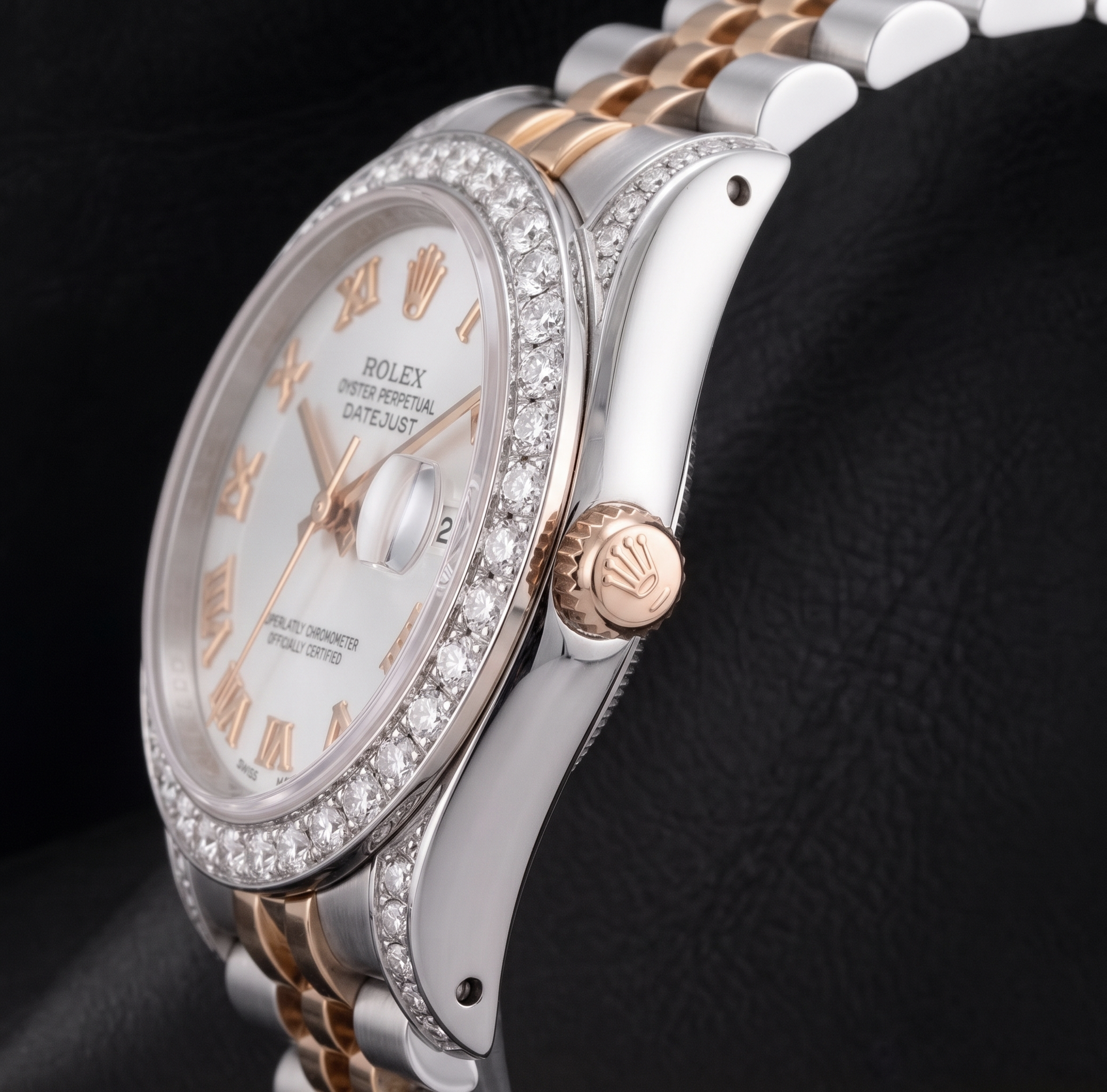 Rolex Datejust 26mm 6917 White Mother of Pearl Roman Dial Watch Two Tone