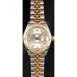 Rolex Datejust 279173 Silver Diamond Dial 28 mm Two Tone Watch
