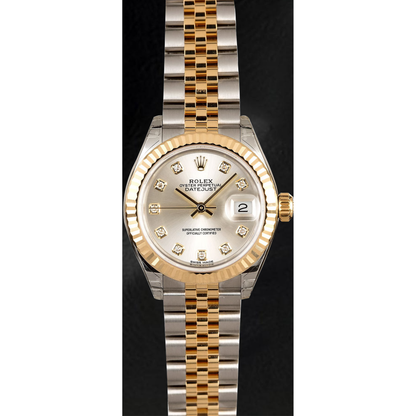 Rolex Datejust 279173 Silver Diamond Dial 28 mm Two Tone Watch