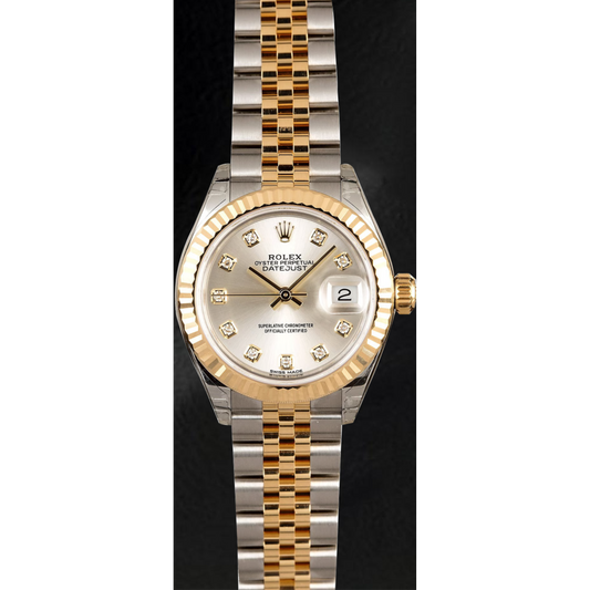 Rolex Datejust 179173 Silver Diamond Dial 26 mm Two Tone Watch