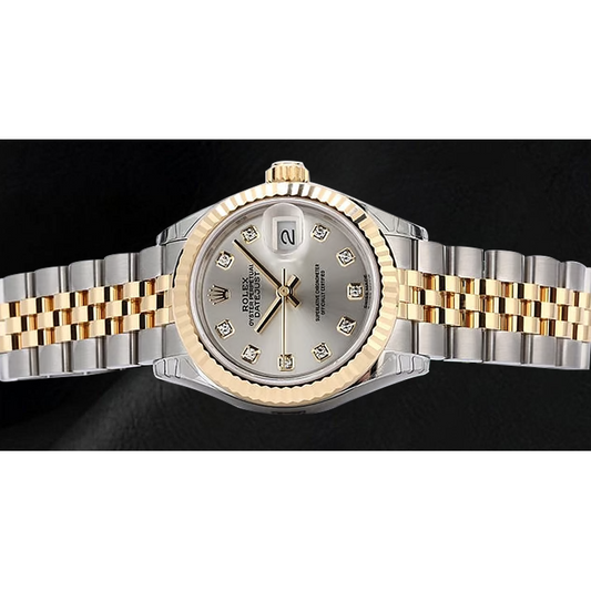 Rolex Datejust 179173 Silver Diamond Dial 26 mm Two Tone Watch