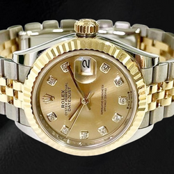 Rolex Datejust 28 mm Champagne Natural Earth Mined Diamond Dial 2010 Model Two Tone Watch