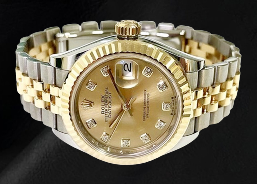 Rolex Datejust 28 mm Champagne Diamond Dial 2010 Model Two Tone Watch